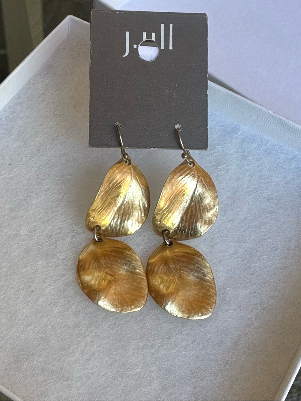 J.Jill textured gold-tone tiered petal drop earrings
